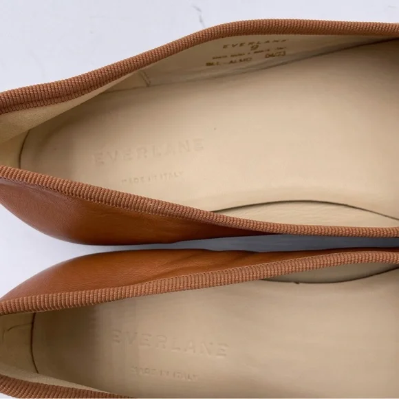 NEW Everlane Toasted Almond Tan Italian Leather The Day Tie Ballet Flat Size 9 - Picture 12 of 13